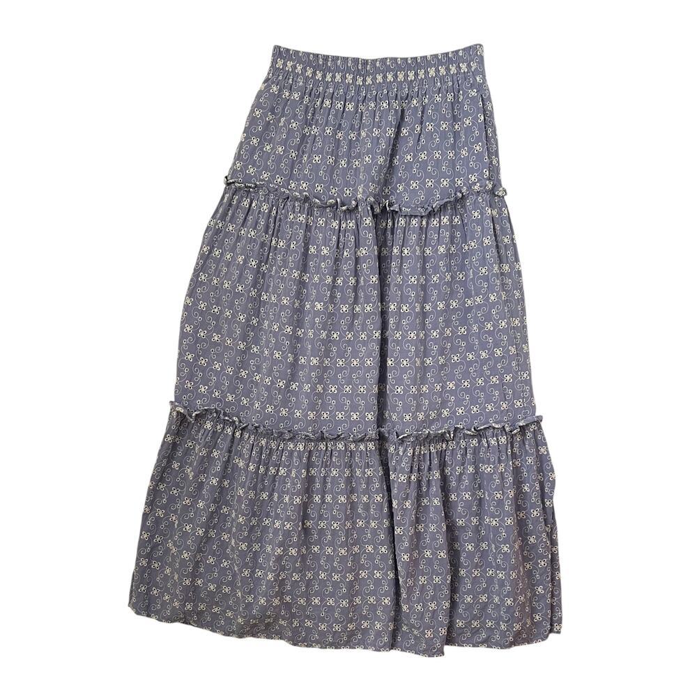 Tuckernuck Blue Floral Tiered Midi Skirt